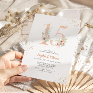 Gentle Lilies Number 15 Floral Quinceanera Einladung
