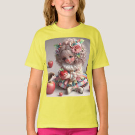 Gentle Little Girl mit Igel und Äpfeln T-Shirt