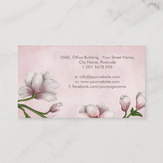 Gentle Magnolia Blume Branch Visitenkarte (Rückseite)