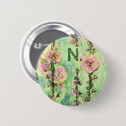Gentle Mallow mit Ihrem Monogramm Button (Vorne & Hinten)