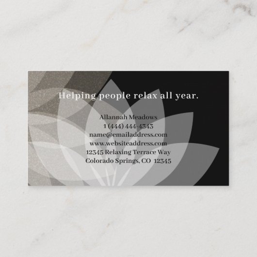 Gentle Mandala Lotus Blume Business Card Visitenkarte (Rückseite)