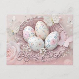 Gentle Oaster Joy with Floral Motif Feiertagspostkarte