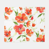 Gentle Orange Poppies Wasserfarben Muster Fleecedecke (Vorderseite (Horizontal))
