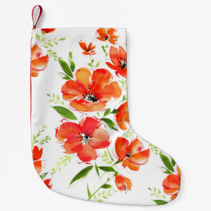 Gentle Orange Poppies Wasserfarben Muster Kleiner Weihnachtsstrumpf