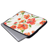 Gentle Orange Poppies Wasserfarben Muster Laptopschutzhülle (Vorne Knopf)