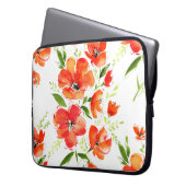 Gentle Orange Poppies Wasserfarben Muster Laptopschutzhülle (Vorderseite Links)