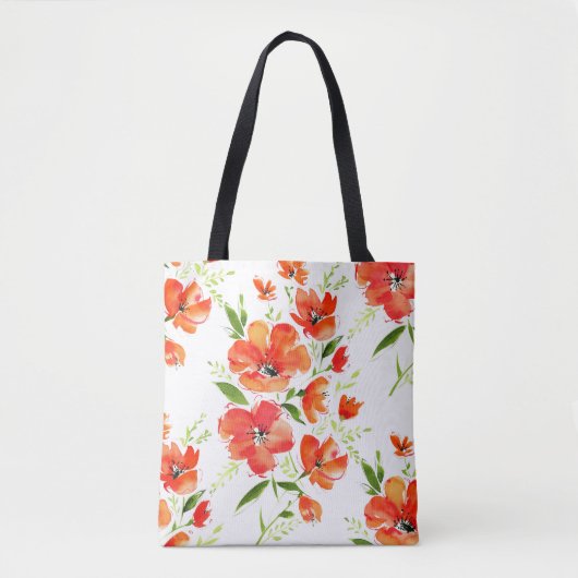 Gentle Orange Poppies Wasserfarben Muster Tasche (Vorderseite)