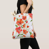 Gentle Orange Poppies Wasserfarben Muster Tasche (Von Nahem)