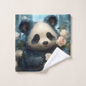 Gentle Panda Bear zwischen Dschungel-Rose Badhandtuch Set (Waschlappen)