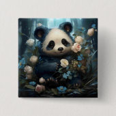 Gentle Panda Bear zwischen Dschungel-Rose Button (Vorderseite)