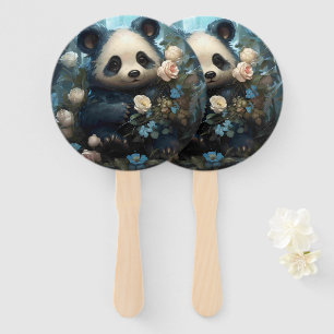 Gentle Panda Bear zwischen Dschungel-Rose Fächer