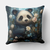 Gentle Panda Bear zwischen Dschungel-Rose Kissen (Rückseite)
