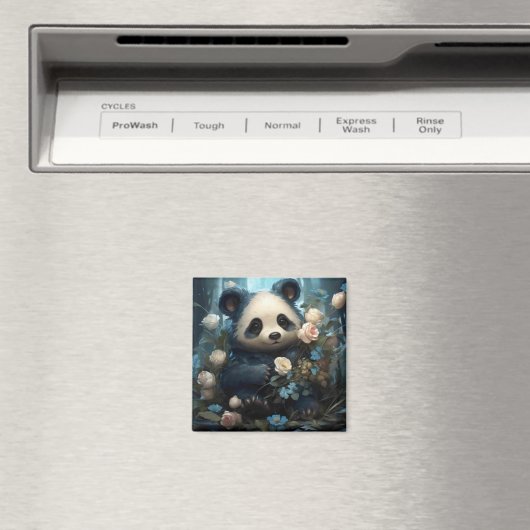 Gentle Panda Bear zwischen Dschungel-Rose Magnet (In Situ (Geschirrspüler))