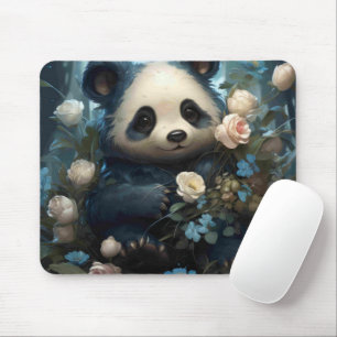 Gentle Panda Bear zwischen Dschungel-Rose Mousepad