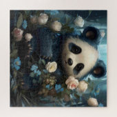 Gentle Panda Bear zwischen Dschungel-Rose Puzzle (Horizontal)