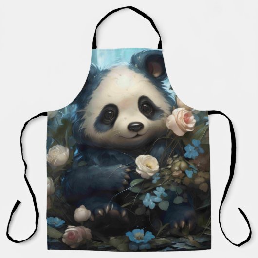 Gentle Panda Bear zwischen Dschungel-Rose Schürze (Vorderseite)