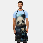 Gentle Panda Bear zwischen Dschungel-Rose Schürze (Getragen)