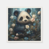 Gentle Panda Bear zwischen Dschungel-Rose Serviette (Vorderseite)