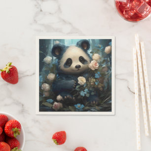 Gentle Panda Bear zwischen Dschungel-Rose Serviette