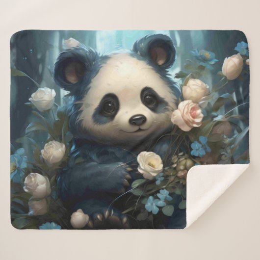 Gentle Panda Bear zwischen Dschungel-Rose Sherpadecke (Vorderseite (Horizontal))