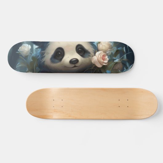 Gentle Panda Bear zwischen Dschungel-Rose Skateboard (Horizontal)
