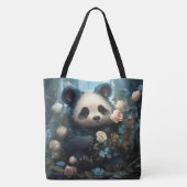 Gentle Panda Bear zwischen Dschungel-Rose Tasche (Rückseite)
