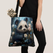 Gentle Panda Bear zwischen Dschungel-Rose Tasche (Von Nahem)