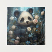 Gentle Panda Bear zwischen Dschungel-Rose Wandteppich (Vorderseite)