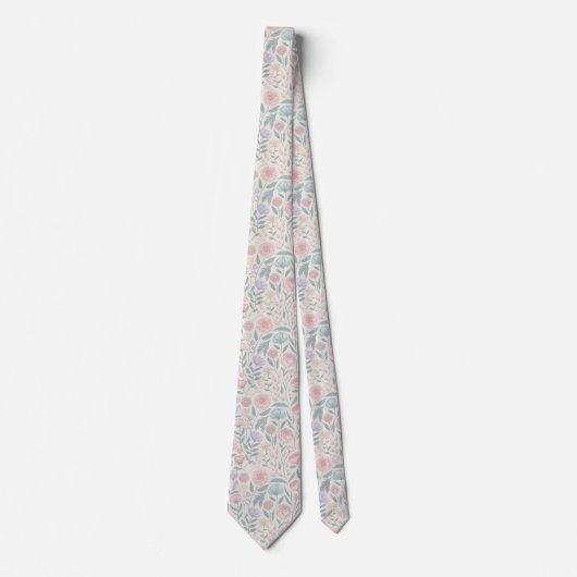 Gentle Pastel Blume Pattern Krawatte (Vorderseite)