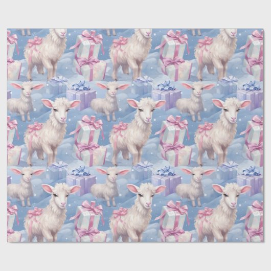 Gentle Pastel Lambs und Geschenke Geschenkpapier (Flach)