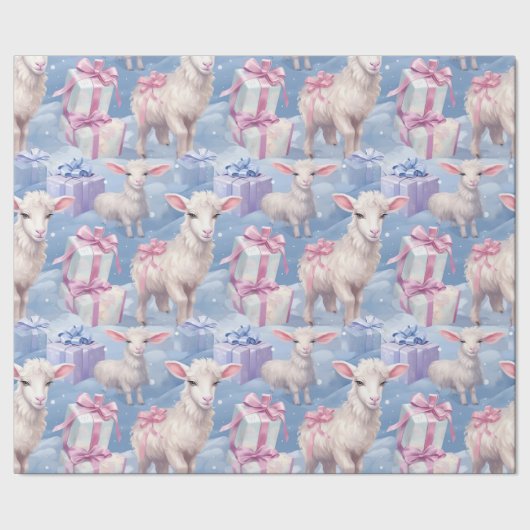 Gentle Pastel Lambs und Geschenke Geschenkpapier (Saum)