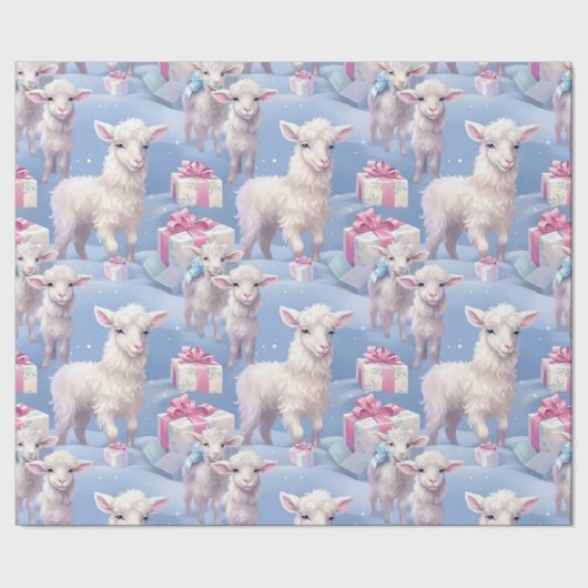 Gentle Pastel Lambs und Geschenke Geschenkpapier (Saum)
