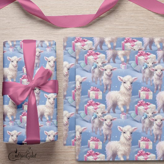Gentle Pastel Lambs und Geschenke Sm Geschenkpapier
