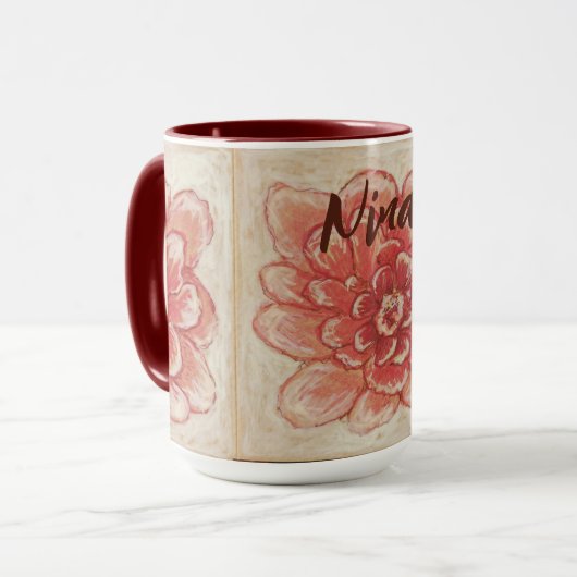Gentle Pink Blume Art Tasse (Vorderseite Links)
