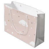 Gentle Pink Pattern Kitten Große Geschenktüte (Rückseite Schrägansicht)