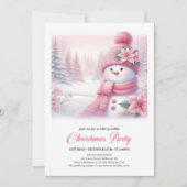 Gentle Pink Snowman Editable Christmas Invite Einladung (Vorderseite)