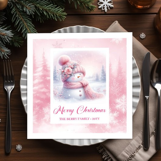 Gentle Pinkmas Christmas Scene Napkins Kids Winter Serviette