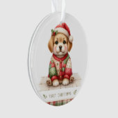 Gentle Puppy in Holiday Knit Ornament (Vorderseite)