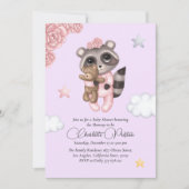 Gentle Raccoon Animal Girl Baby Dusche Einladung (Vorderseite)