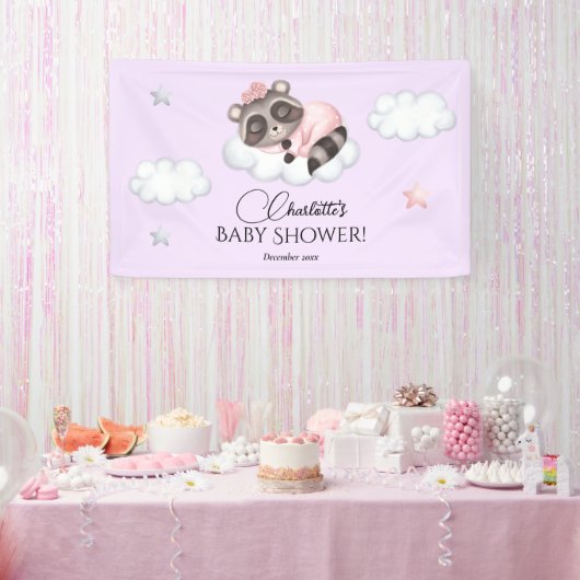 Gentle Raccoon Animal Girl Baby Dusche Willkommen Banner (Party)