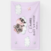 Gentle Raccoon Animal Girl Baby Dusche Willkommen Banner (Vertikal)