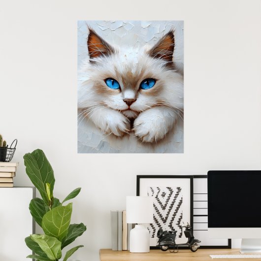 Gentle Ragdoll Cat – Painterly Pastel Composition Poster (Heimbüro)