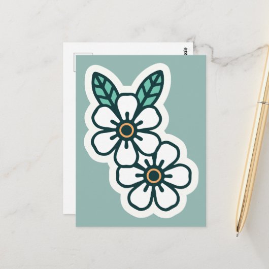 Gentle Simple Fun Rustic Floral Postcard Postkarte (Vorderseite/Rückseite Beispiel)