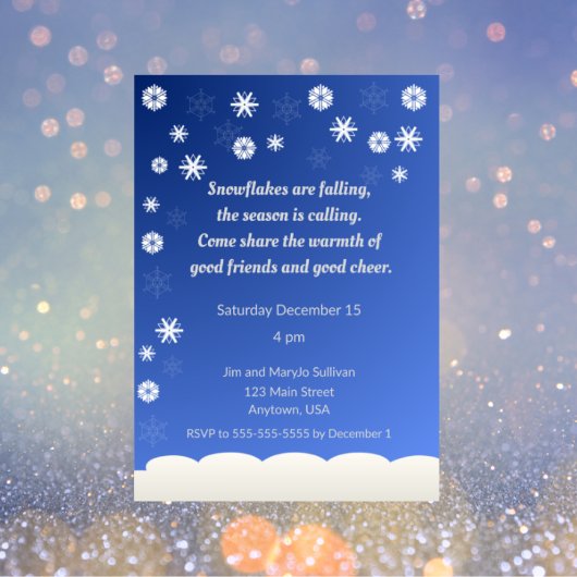 Gentle Snowflake Holiday Party Einladung
