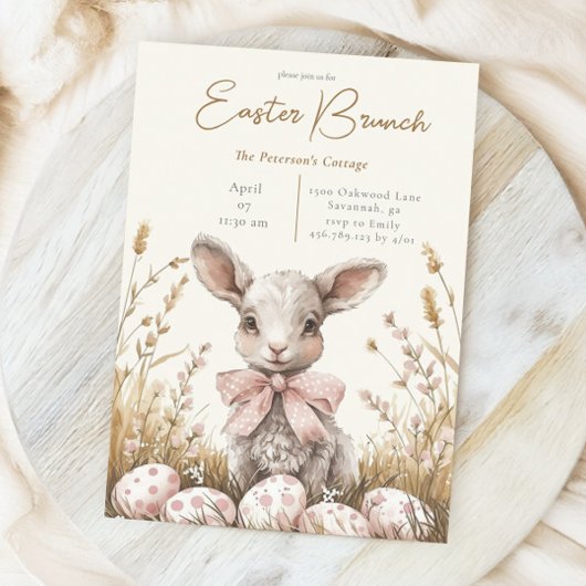 Gentle Spring Lamb & Pastel Easter Egg Hunt Einladung