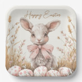Gentle Spring Lamb & Pastel Easter Egg Hunt Pappteller (Vorderseite)