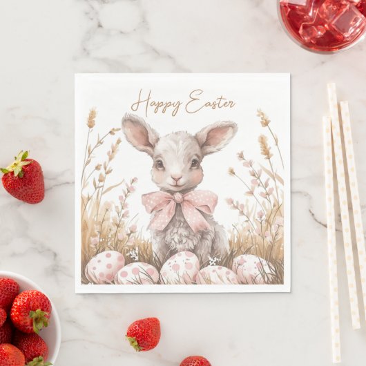 Gentle Spring Lamb & Pastel Easter Egg Hunt Serviette (Beispiel)
