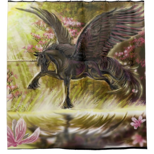 Gentle Touch~winged unicorn Duschvorhang (Vorderseite)