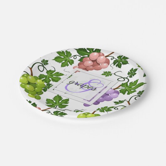 Gentle Trauben und Trauben Pappteller (Schrägansicht)