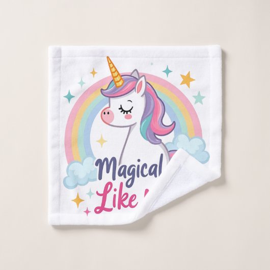 Gentle Unicorn mit Regenbogen Waschlappen (Waschlappen)